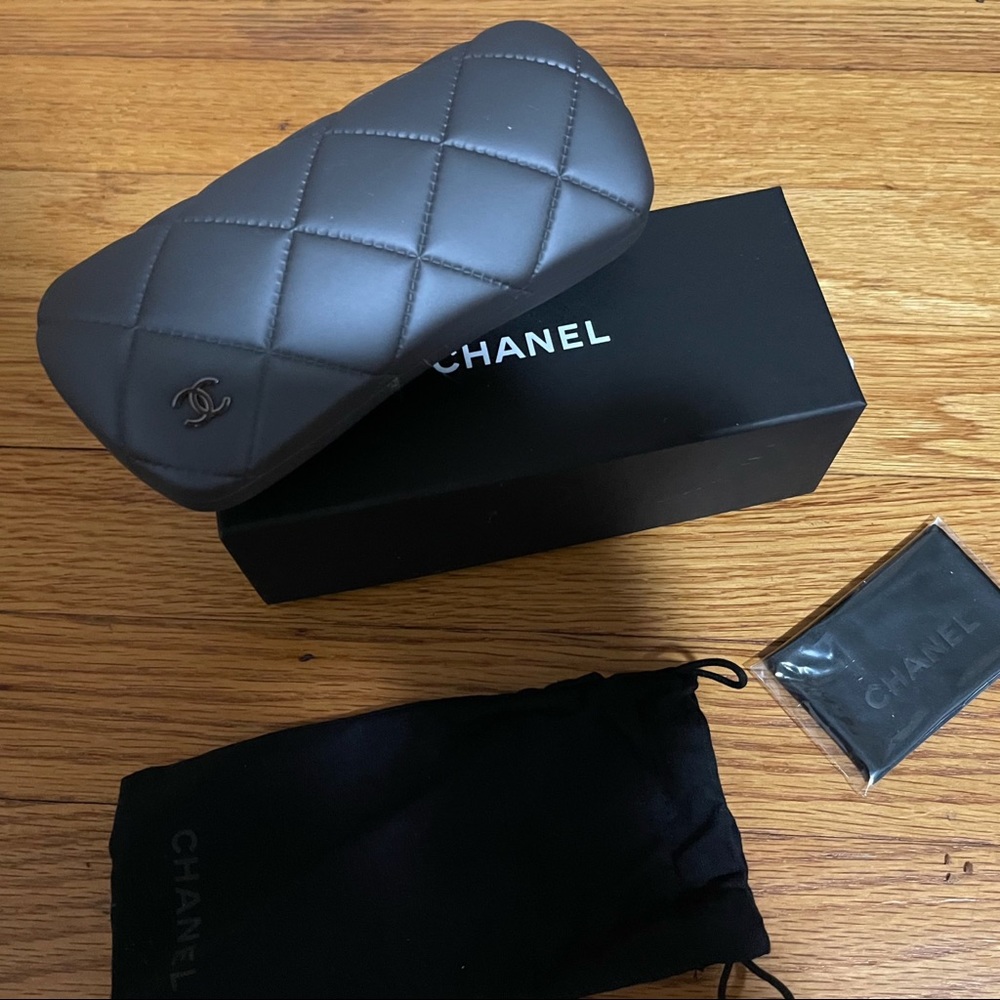 Chanel sunglass case, box and cleaning cloth
